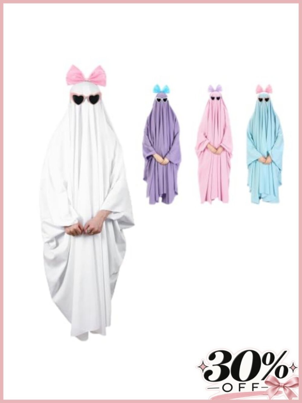 Adult Sheet Ghost Halloween Costume Set Polyester Sunglasses Headband